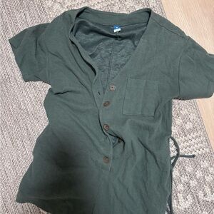 Old Navy Forest Green Button-Up Jumpsuit